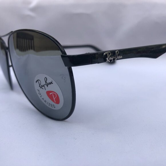 NEW RAY BAN RB8313 Carbon Authentic Sunglasses Polarized  61mm 100%UV From Italy - Picture 1 of 11